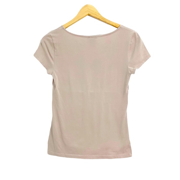 Ann Taylor Loft Factory Beige Stretchy Pleated Front Top, Size Small - Picture 2 of 7
